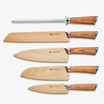 Haruta 5-Piece VG10 Japanese Damascus Steel Kitchen Knife Set with Wooden Handles & Scabbards