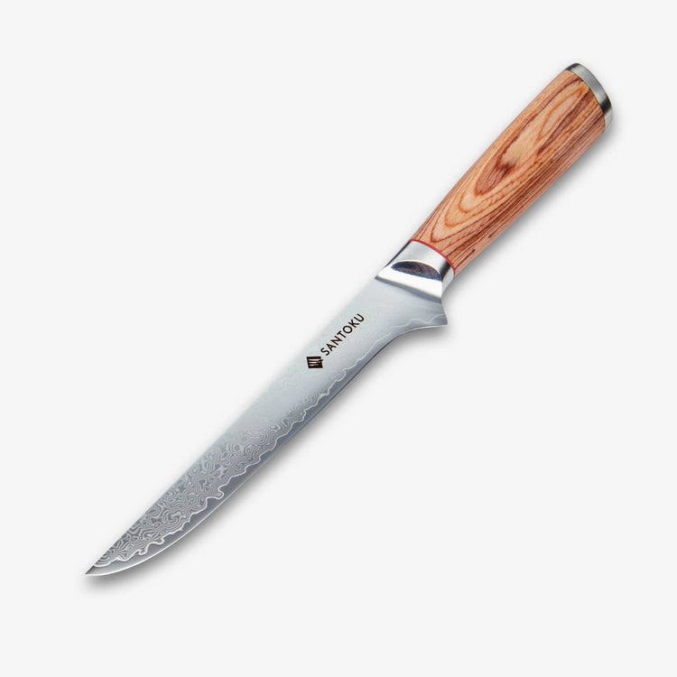 Haruta 6 Inch VG10 Japanese Damascus Steel Boning Knife with Wooden Handle & Scabbard