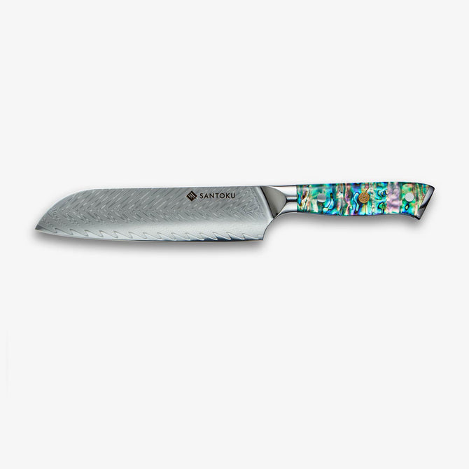 Chikashi Damascus Steel Knife Set With Abalone Handle